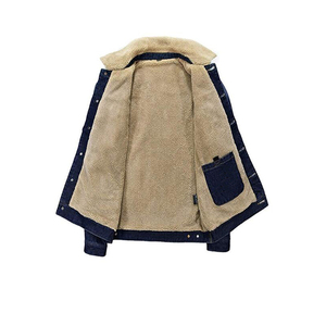 Người Đàn Ông Của Mùa Đông Giản Dị Mùa Đông Tops Lót Với Cashmere Ấm Denim Áo Khoác Bán Buôn Tùy Chỉnh Mens Lông Cừu Áo Khoác - Product Image 5