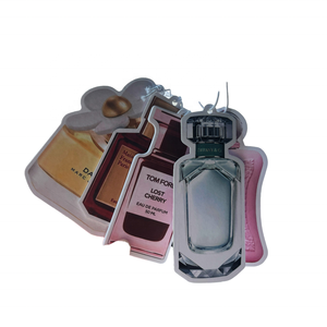 Diffuseur d'air de voiture en papier coton avec logo personnalisé Lingmeng |   Diffuseur de parfum en forme de flacon de parfum, évaporation naturelle, parfum longue durée pour voiture - Product Image 1