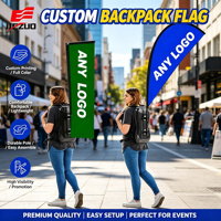 Drapeau de sac à dos publicitaire extérieur économique en polyester 40x125cm, couleurs et logos personnalisés, Drapeau de sac à dos de marque Masterpiece