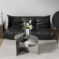 Ensemble de tables basses en bois minimaliste italien avec cadre en acier inoxydable, rangement intégré, mobilier de salon moderne de luxe léger