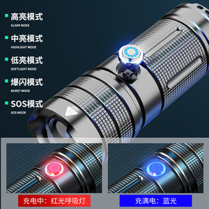 ไฟฉายแบบชาร์จไฟได้ LED แสงสีขาวอลูมิเนียมอัลลอยด์ 12W ไฟฉายส่องสว่างแบบพกพาแบบหรี่แสงได้ - Product Image 4