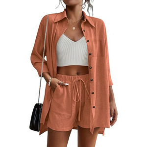 เสื้อคลุมคาร์ดิแกนแขน 7 ส่วน ปกเสื้อแบบลำลอง ติดกระดุม สำหรับผู้หญิง สไตล์ลำลอง แฟชั่นชายหาดฤดูร้อน - Product Image 6