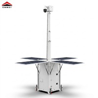 Tour de surveillance solaire à mât télescopique avec poteau de 6 m, 4 panneaux solaires, batteries de 7200 Wh pour les chantiers de construction