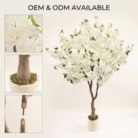 Kunstmatige witte kersenbloesemboom 205cm 6.8ft afneembare stam plastic stof milieuvriendelijke bloemen bruiloft evenement feestzaal