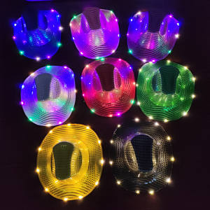 قبعة رعاة البقر المبتكرة مع أضواء LED وامضة، مصنوعة من البوليستر المتين مع ترتر، مثالية لإكسسوارات الحفلات ومهرجانات الموسيقى والعروض المسرحية - Product Image 2