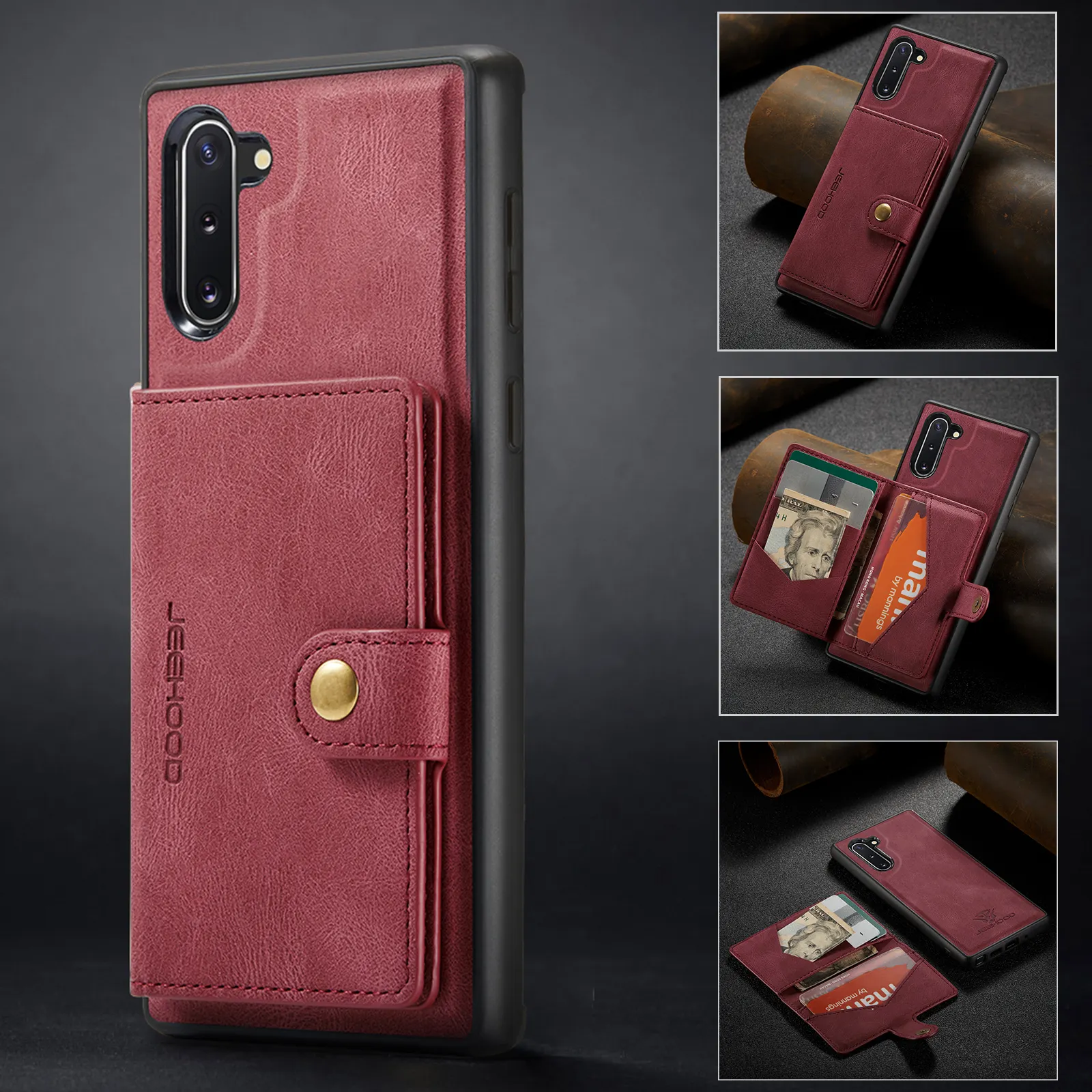 Capa de couro 2 em 1 para celular Samsung Galaxy Note 10 carteira de luxo magnética multifuncional