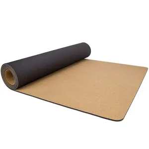 Tapetes Tpe mantar Yoga Mat seti Logo organik Yoga Mat özel baskı doğal TPE mantar Yoga paspaslar