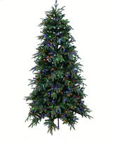 Sapin de Noël artificiel pré-éclairé en PVC+PE de qualité supérieure, aiguilles réalistes, écran LED multicolore, télécommande, 6 pieds