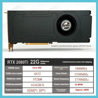 Kartu Grafis RTX 2080 Ti 22GB GDDR6, GPU Berkinerja Tinggi untuk Desktop Gaming Server Output DP DVI Kipas Heatsink