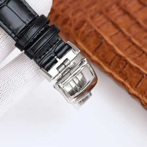 Diamond Bezel Men's Automatic Mechanical Watch Moon Phase <b>Calendar</b> Leather Strap Stainless Steel Case for All Occasions - Product Image 5