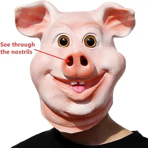 リアルな豚のマスク面白い動物の変装マスクカーニバルフルヘッドソフトラバーラテックスパーティーマスク大人のための