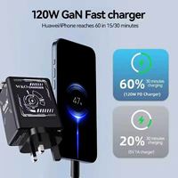 Chargeur USB GaN universel à charge rapide avec deux adaptateurs rétractables Type-C et QC3.0, chargeur rapide pliable