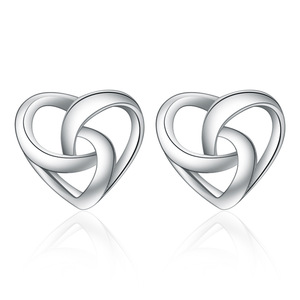 Collar de Moda Coreano con Dije de Corazón Entrelazado, Chapado en Plata, Acero Inoxidable, para Mujer - Product Image 1