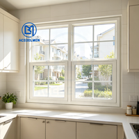 Fenêtre coulissante verticale moderne à simple battant avec grille, en PVC-U durable et étanche pour maisons
