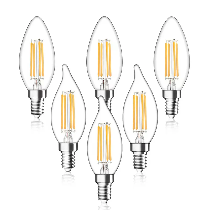 ALICSD Hot sale LED Light Bulbs E14 Straight Filament C35 Flame Tip Vintage LED 4W 6W Led light bulb for chandelier