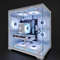 Boîtier PC Gaming Full Tower Blanc avec Panneau Latéral en Verre Trempé, Prise en Charge MicroATX/ITX, Éclairage RGB, 3 Ventilateurs Préinstallés, En Stock