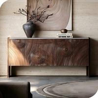 Buffet d'entrée haut de gamme en bois de luxe italien avec plateau en marbre, sculpté artistiquement, style vintage