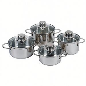 Soup And Stock <b>Pots</b> <b>Set</b> Stainless Steel With Glass Lids Assorted Sizes For Cooking - Product Image 2