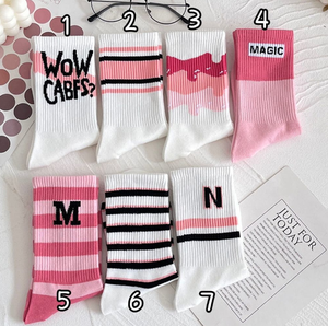 In cotone Versatile alta bellezza bianco rosa striscia lettera <span class=keywords><strong>calze</strong></span> da ragazza - Product Image 5