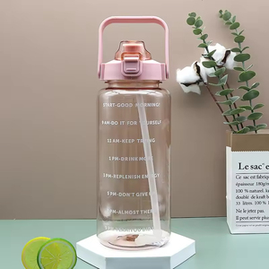 Wholesale 2l Botella De Agua Bpa Free Sport Clear <b>Plastic</b> Motivational Water Bottles With Time Marker and Straw - Product Image 4