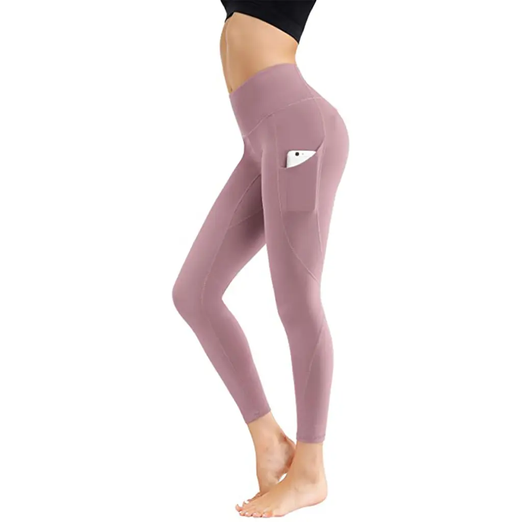 Dropship Celana Yoga Lulu dengan Saku, Celana Legging Fitness Olahraga Pinggang Tinggi Bahan Poliester