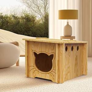 Maison pour chat en bois de pin, cage pour lapin en bois, cage pour animaux de compagnie en plein air, petite maison pour animaux de compagnie et habitats - Product Image 2