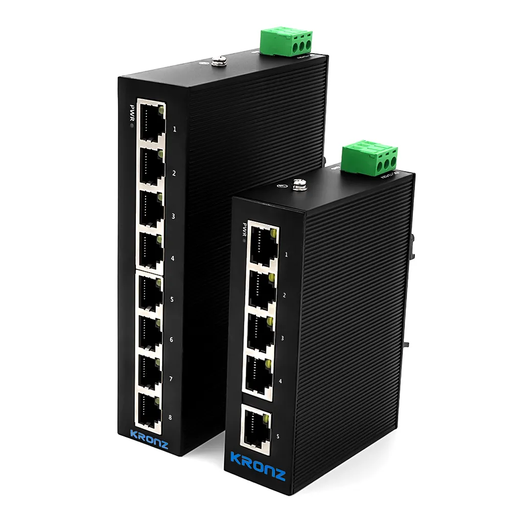 KRONZ Industrial Ethernet Switch 8 Port DIN-rail Mounting Unmanaged Industrial Network Switches for Automatic
