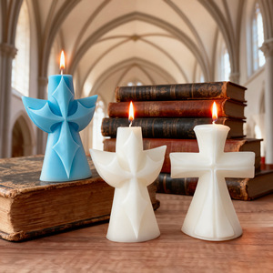 Easter Church Cross Scented <b>Candle</b> Geometric Art <b>Candle</b> For Banquet Table Decor Religious Holiday <b>Gift</b> - Product Image 1