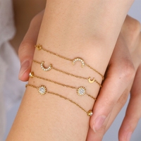 Bracelet en zircon Bowei, double couche, multicouche, étoile et lune superposées, bijoux minimalistes tendance