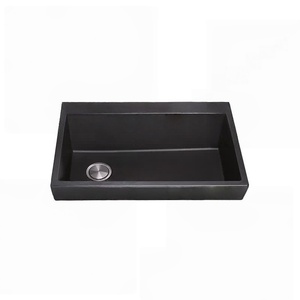 Modern luxury black sink <b>large</b> single-slot quartz stone sink above and below the counter basin sink kitchen basin - Product Image 6