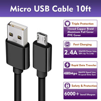 Kabel Data mikro USB 480 kepang, kabel Data cepat mengisi daya tembaga murni 2.0 Mbps kecepatan tinggi 1M untuk ponsel Android untuk S7 Printer