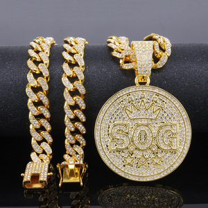 European American Style Hip-Hop Accessories SOG Letter Large Full Pendant Men's Punk Style <b>Cuban</b> <b>Chain</b> Necklace - Product Image 5
