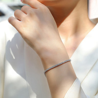 Bracelet tennis en argent sterling 925 avec moissanite 2 mm, géométrique, 7,12 g, serti pavé, pour femme, bijoux haut de gamme tendance, style européen et américain