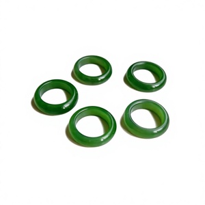 Anillo de Jade Hetian Natural a Precio de Mayoreo, Anillo de Jade Verde, Anillo de Sello para Boda, Verde Espinaca, Anillo Unisex para el Dedo Anímero, Talla 16-20mm - Product Image 3