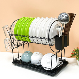 家用钢<span class=keywords><strong>2</strong></span>层碗碟干Utlery储物空间厨房不锈钢碗碟排水器架 - Product Image 4