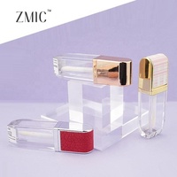 Tubes de brillant à lèvres vides uniques de 7 ml, tubes transparents pour rouge à lèvres liquide, flacons de baume à lèvres de luxe avec capuchon doré, emballages pour teintes à lèvres, vente en gros en vrac