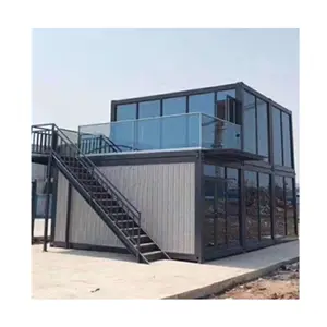 Recipiente luxuoso moderno do quadro de aço modular casa pré-fabricado quartos luxuosos casa do escritório preço