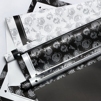 Papier d'emballage coréen imperméable à l'eau pour fleurs, motif rose, pour bouquets, fournitures pour fleuristes, vente en gros
