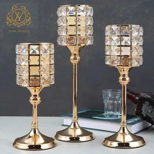 Crystal Candle Holder European Gold Candle Cup Wedding Metal Single Candle Holder Home Living Room Metal Decoration