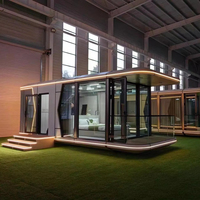 Akıllı kontrol sistemi mobil açık ofis lüks taşınabilir Modern prefabrik Showroom uzay kapsül ev
