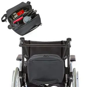 Bolsa lateral para cadeira de rodas de alta qualidade, bolsa personalizada com suporte de copo, acessório de apoio de braço para cadeira de rodas