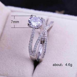 Double Layer Winding Zircon Inlaid Women Ring Elegant Engagement Daily Hand Jewelry - Product Image 3
