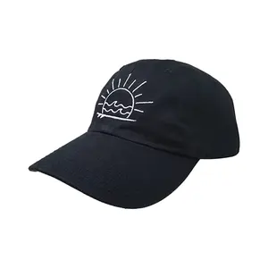 Fabrik Großhandel benutzer definierte Farbe & Stickerei Logo Baseball Cap gebogene Krempe verstellbare schwarze Sport Papa Hut für Mann Frauen