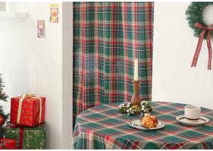 Cortina Semiopaca de Estilo Francés a Cuadros Verdes Navideños Retro, Ecológica, para Todas las Estaciones, para Ventanas, Cocina, Hotel, Cafetería - Product Image 6