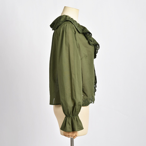 Precio competitivo Calidad superior 100% Blusa de algodón Calidad Premium Ropa de manga abullonada con cuello en V - Product Image 2