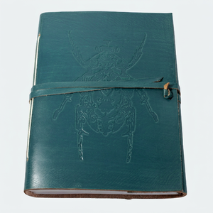 Carnet en cuir de chèvre TC fait main avec couverture avant en papier de coton gaufré au design moderne et logo au dos, vente en gros - Product Image 1