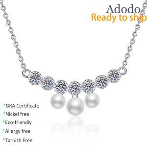 Collana in Argento Puro S925 con Perle Naturali e Moissanite VVS, Gioiello Moderno Personalizzato per Regali Aziendali - Product Image 1