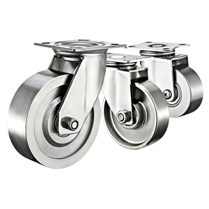 Stainless Steel Swivel Caster Wheel 125mm Flat Type Ball Bearing No Brake 95×65mm Base Plate Industrial Use - Product Image 1