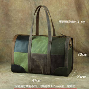 Sac de voyage rétro Andong en cuir Crazy Horse, sacs à bandoulière en cuir de vachette véritable, sacs à main, bagages, sacs d'affaires avec surpiqûres - Product Image 3