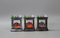 Lanterne LED en forme d'horloge antique noire et argentée, boule de neige décorative pour la maison, idéale pour les fêtes